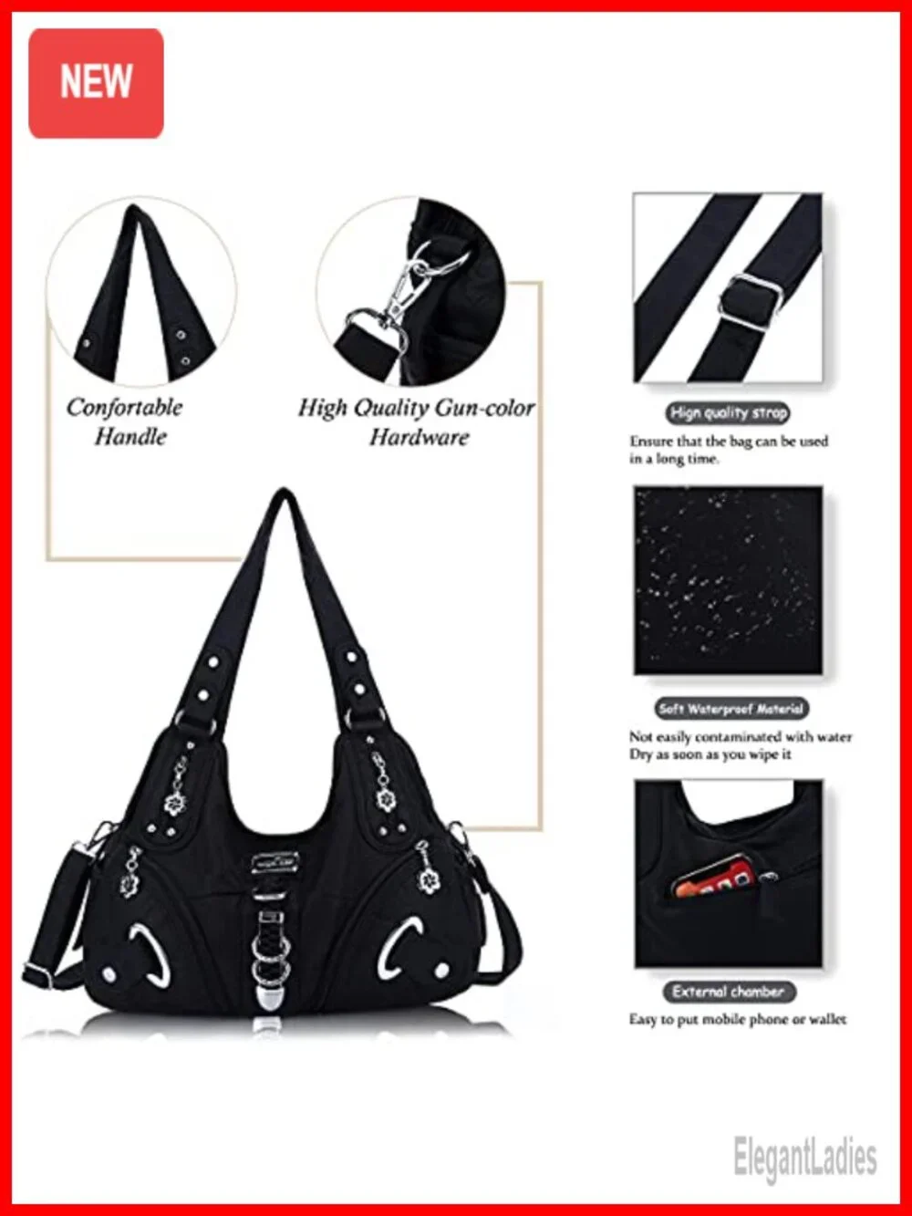 Women's Hobo Handbag Satchel Large Shoulder Bag Washed PU Leather Crossbody